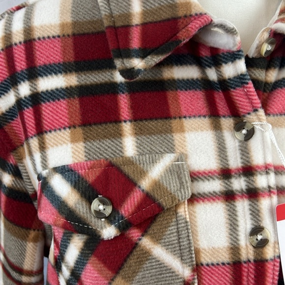 Sage Ladies' Plush Plaid Shirt Jacket Red - Picture 8 of 10